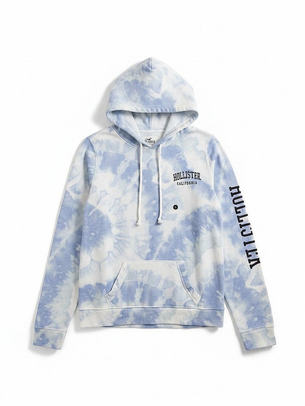 NWT! Hollister Light Blue and White Tie-Dye Crewneck Hoodie